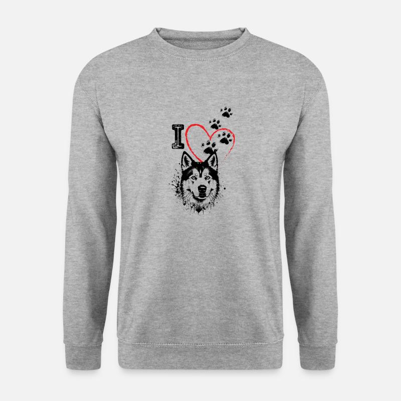 ICH LIEBE HUNDE - Unisex Pullover - Weißgrau meliert