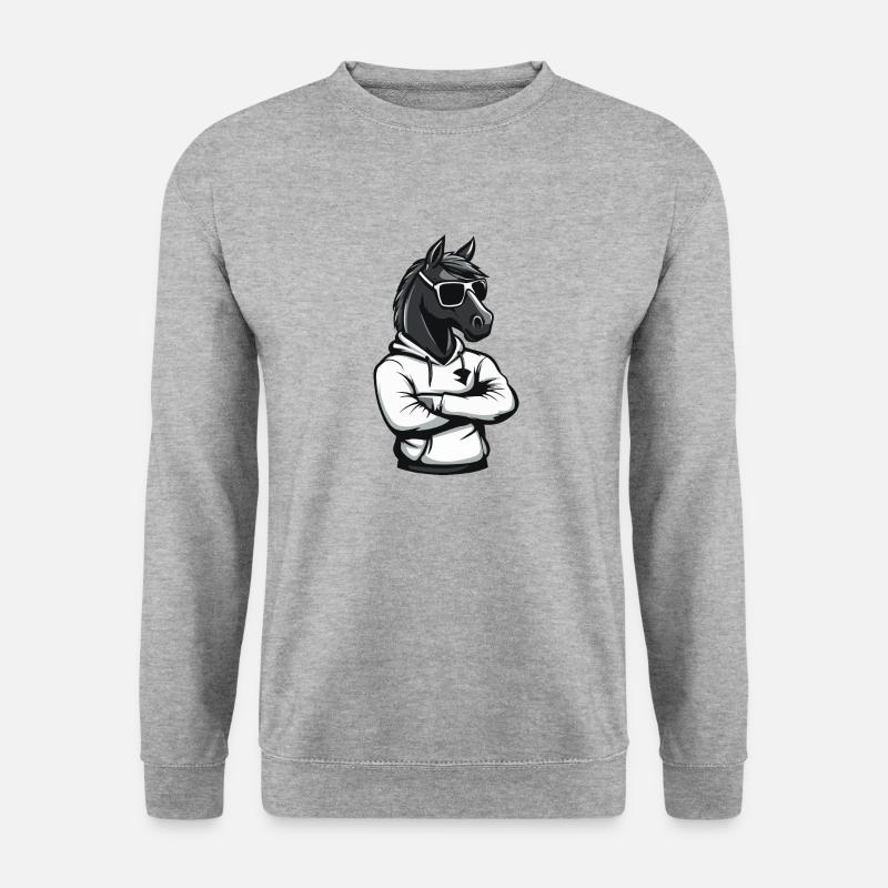 Pferd Comic - Unisex Pullover - Weißgrau meliert