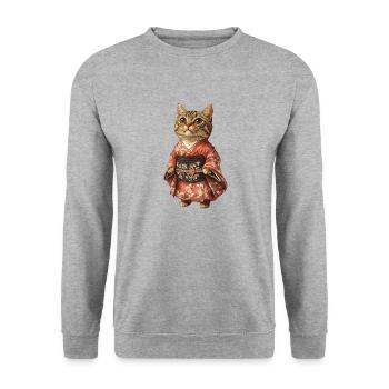 Japonais Mignon Chat amoureux chemise, Sacs, Chemise, Débardeur - Sweat-shirt Unisexe - gris chiné - Devant - Alina (178cm) & Michal (187cm)