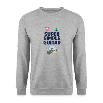 Super Simple Guitar - Männchen mit Gitarre - Unisex Pullover - Weißgrau meliert - Vorne - Alina (178cm) & Michal (187cm)
