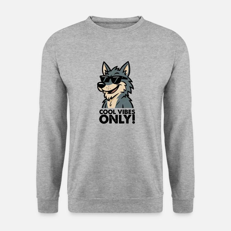 wolf sonnenbrille cool - Unisex Pullover - Weißgrau meliert