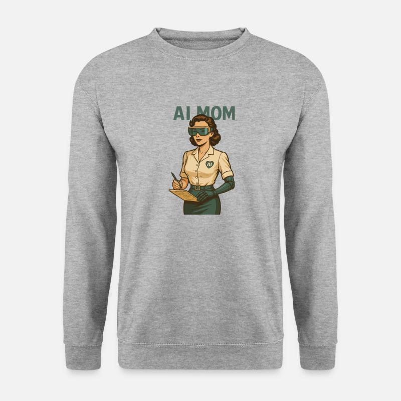 AI Mom Retro - Unisex Pullover - Weißgrau meliert