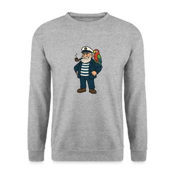 seemann comic - Unisex Pullover - Weißgrau meliert - Vorne - Alina (178cm) & Michal (187cm)
