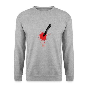 BLOOD MESSER - Unisex Pullover - Weißgrau meliert - Vorne - Alina (178cm) & Michal (187cm)