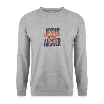 Jesus is the answer - Jesus ist die Antwort - Unisex Sweatshirt - salt & pepper - Front - Alina (178cm) & Michal (187cm)