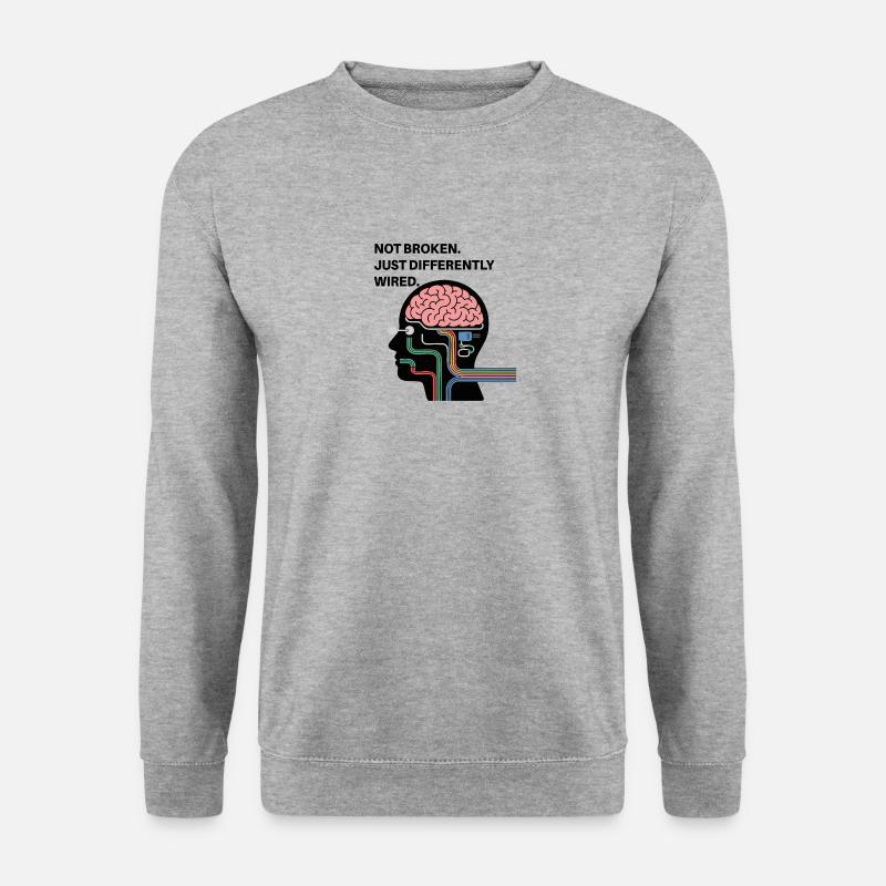 Nicht kaputt – nur anders verdrahtet - Unisex Pullover - Weißgrau meliert