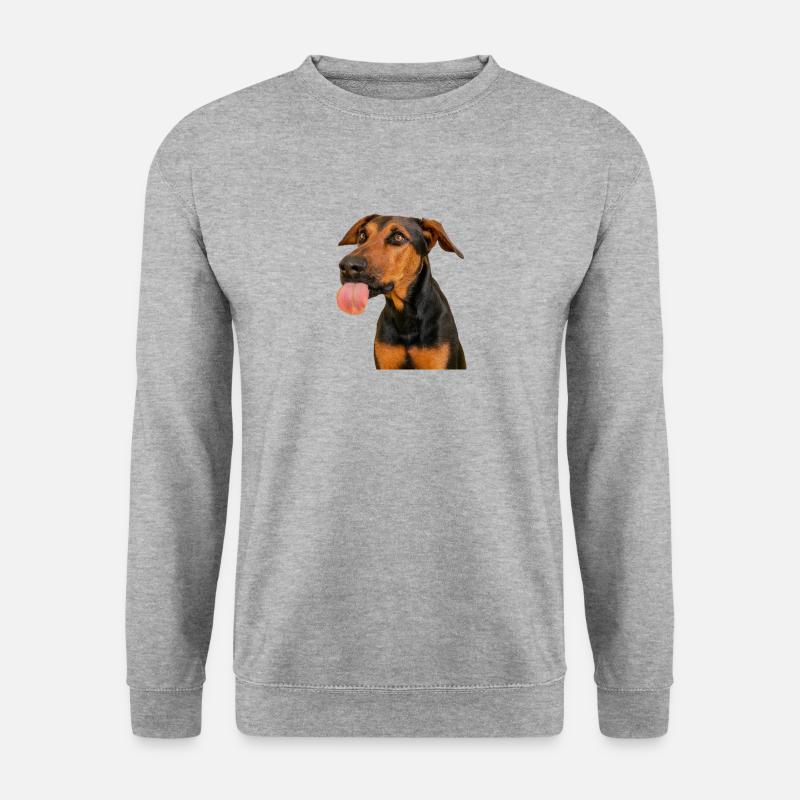 Hund streckt Zunge raus - Unisex Pullover - Weißgrau meliert