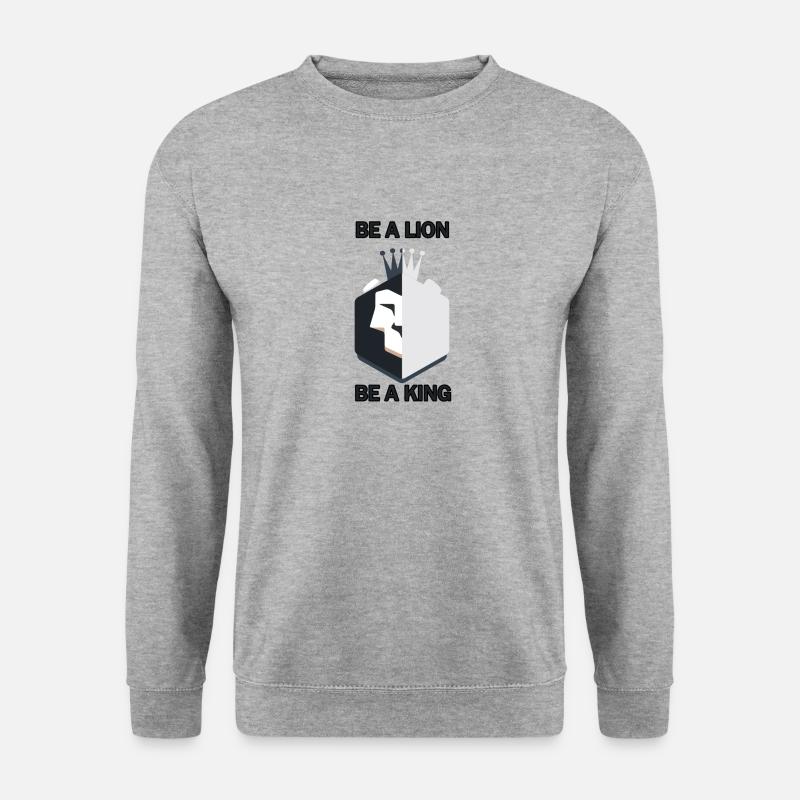 Be a lion be a king - Unisex Pullover - Weißgrau meliert