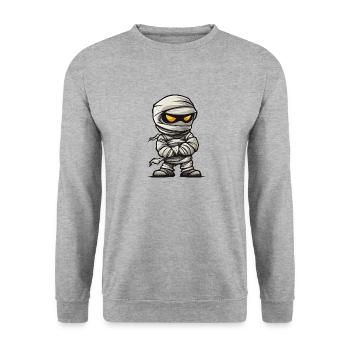 Mumie Halloween Comic - Unisex Pullover - Weißgrau meliert - Vorne - Alina (178cm) & Michal (187cm)