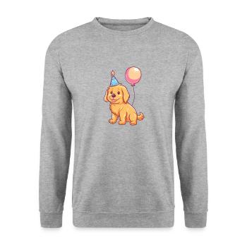 Golden Retriever Chiens Anniversaire Bébé Drôle - Sweat-shirt Unisexe - gris chiné - Devant - Alina (178cm) & Michal (187cm)