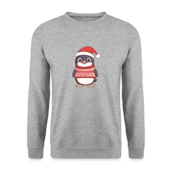 Penguin Christmas Comic - Unisex Sweatshirt - salt & pepper - Front - Alina (178cm) & Michal (187cm)
