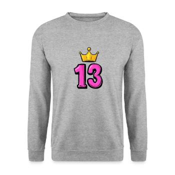 Couronne à 13 chiffres - Sweat-shirt Unisexe - gris chiné - Devant - Alina (178cm) & Michal (187cm)