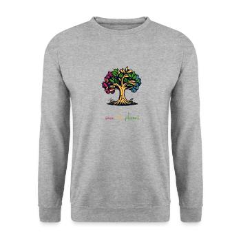 save the planet - Unisex Sweatshirt - salt & pepper - Front - Alina (178cm) & Michal (187cm)