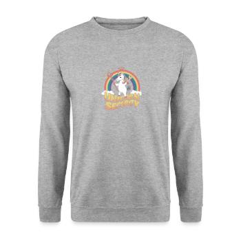 Sécurité des licornes Devise de la licorne Sécurité des licornes - Sweat-shirt Unisexe - gris chiné - Devant - Alina (178cm) & Michal (187cm)