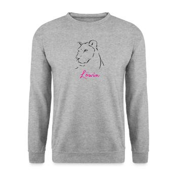 Löwin Sternzeichen - Unisex Pullover - Weißgrau meliert - Vorne - Alina (178cm) & Michal (187cm)