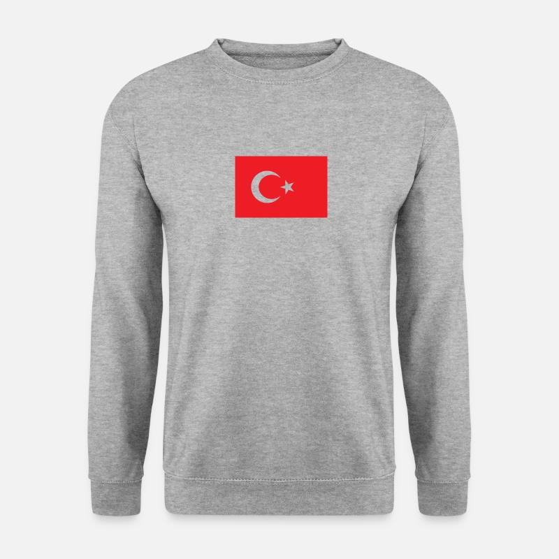 Türkei, Flagge - Unisex Pullover - Weißgrau meliert
