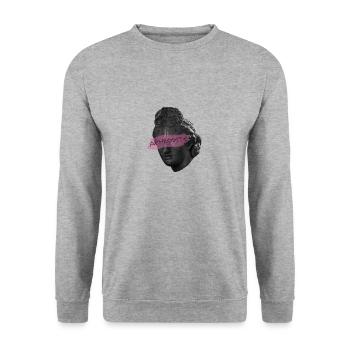 Aphrodite + font black - Unisex Sweatshirt - salt & pepper - Front - Alina (178cm) & Michal (187cm)