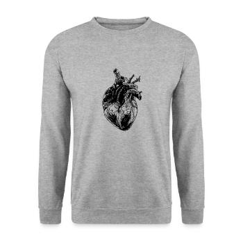 Herz Organ Grafik - Unisex Pullover - Weißgrau meliert - Vorne - Alina (178cm) & Michal (187cm)