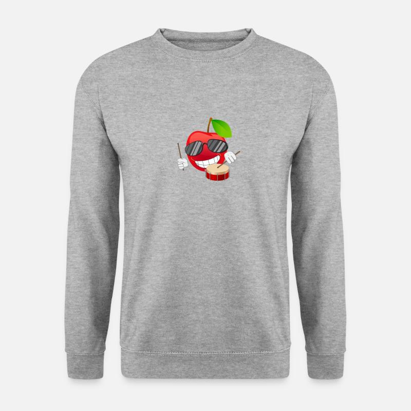 Kirsche cherry Trommel Drummer emoji - Unisex Pullover - Weißgrau meliert