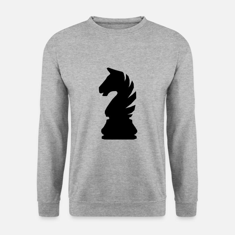 Schach Chess Springer schwarz - Unisex Pullover - Weißgrau meliert