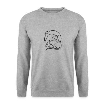 Drei Galgos - Unisex Pullover - Weißgrau meliert - Vorne - Alina (178cm) & Michal (187cm)