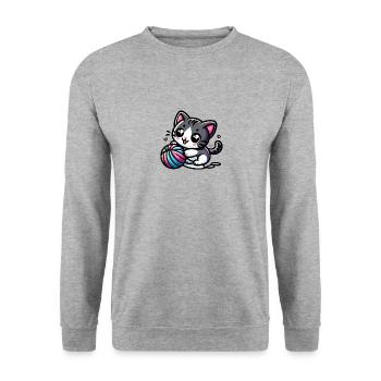 Cute Cat - Unisex Sweatshirt - salt & pepper - Front - Alina (178cm) & Michal (187cm)