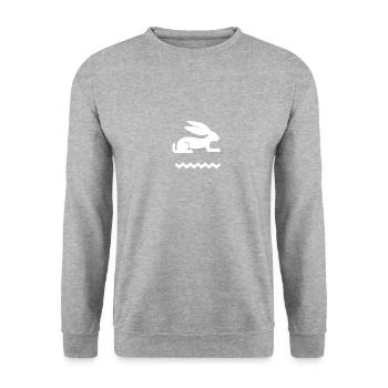 Ägyptisches Hase - Unisex Pullover - Weißgrau meliert - Vorne - Alina (178cm) & Michal (187cm)