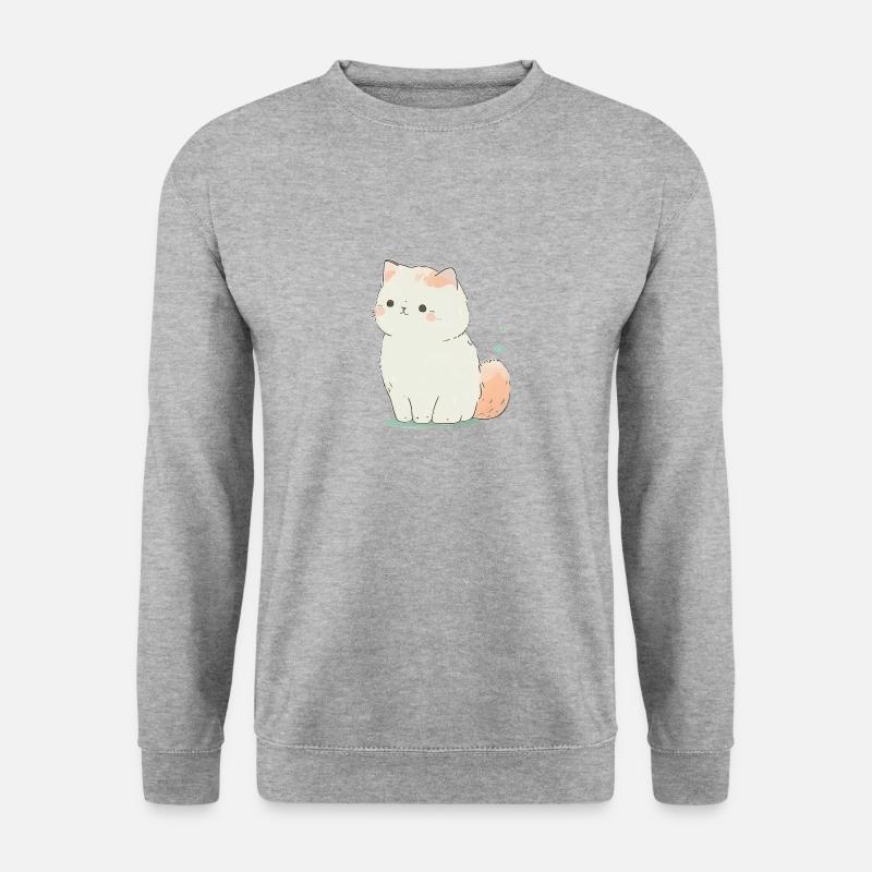 Süße Pastellkatze - Unisex Pullover - Weißgrau meliert