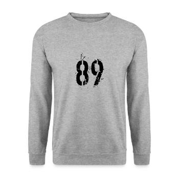 Nummer 89 - Unisex Pullover - Weißgrau meliert - Vorne - Alina (178cm) & Michal (187cm)