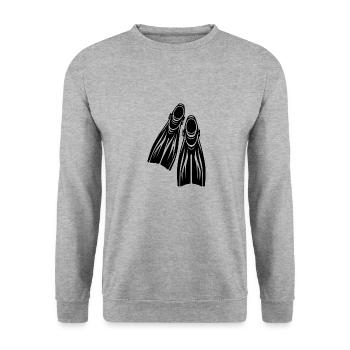 Geräteflossen Taucher Tattoo Logo Style - Unisex Pullover - Weißgrau meliert - Vorne - Alina (178cm) & Michal (187cm)