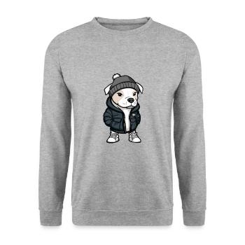 American Staffordshire Terrier Dog Winter - Unisex Sweatshirt - salt & pepper - Front - Alina (178cm) & Michal (187cm)