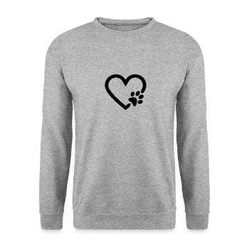 Hundepfote mit Herz - Unisex Pullover - Weißgrau meliert - Vorne - Alina (178cm) & Michal (187cm)