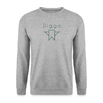 HEY Digga - Unisex Pullover - Weißgrau meliert - Vorne - Alina (178cm) & Michal (187cm)