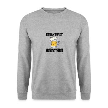 Bieraktivist Heben statt Kleben - Unisex Pullover - Weißgrau meliert - Vorne - Alina (178cm) & Michal (187cm)