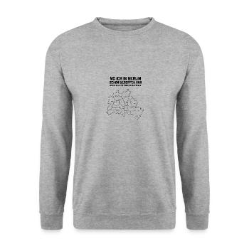 Wo ich in Berlin schon besoffen war Ausmalshirt - Unisex Pullover - Weißgrau meliert - Vorne - Alina (178cm) & Michal (187cm)