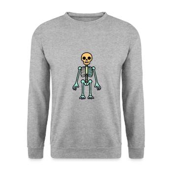 Skelett Lustig Halloween Comic - Unisex Pullover - Weißgrau meliert - Vorne - Alina (178cm) & Michal (187cm)