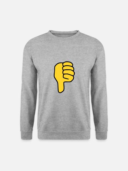 Emoji Daumen runter Skizze Farbe - Unisex Pullover - Weißgrau meliert