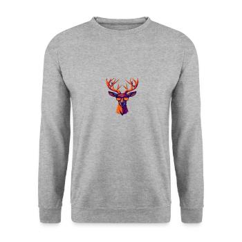 Retro Deer Revolt - Unisex Sweatshirt - salt & pepper - Front - Alina (178cm) & Michal (187cm)