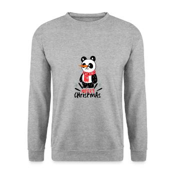 Merry Christmas - Unisex Pullover - Weißgrau meliert - Vorne - Alina (178cm) & Michal (187cm)