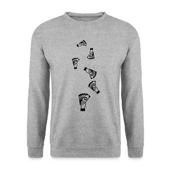 Money Money silhouette - Unisex Sweatshirt - salt & pepper - Front - Alina (178cm) & Michal (187cm)