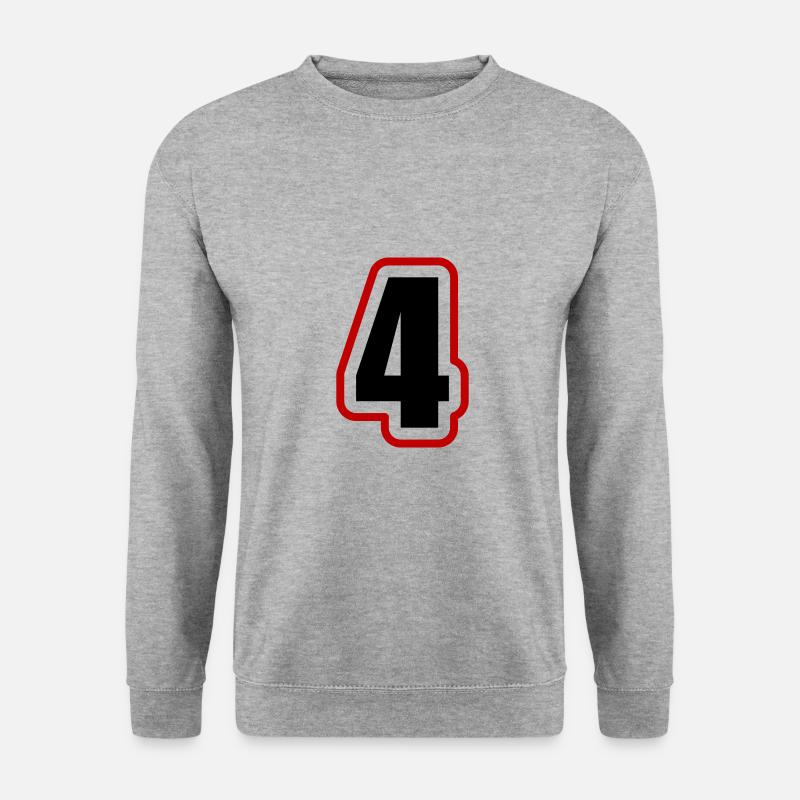 4 Zahl College - Unisex Pullover - Weißgrau meliert