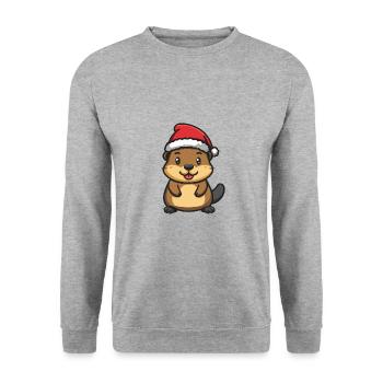 Beaver Christmas Cute - Unisex Sweatshirt - salt & pepper - Front - Alina (178cm) & Michal (187cm)