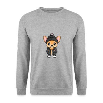 Chihuahua Dog Stylish - Unisex Sweatshirt - salt & pepper - Front - Alina (178cm) & Michal (187cm)