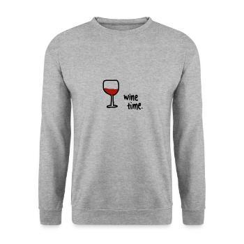 Wein Liebe Wine Time - Unisex Pullover - Weißgrau meliert - Vorne - Alina (178cm) & Michal (187cm)