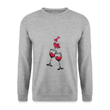 rotwein herzen - Unisex Pullover - Weißgrau meliert - Vorne - Alina (178cm) & Michal (187cm)