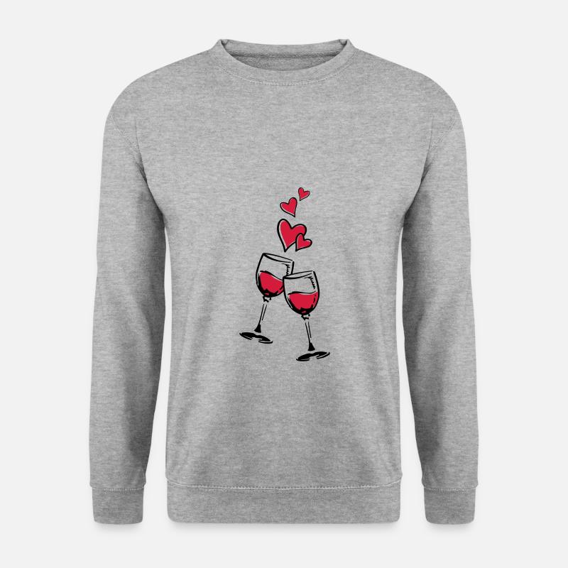 rotwein herzen - Unisex Pullover - Weißgrau meliert