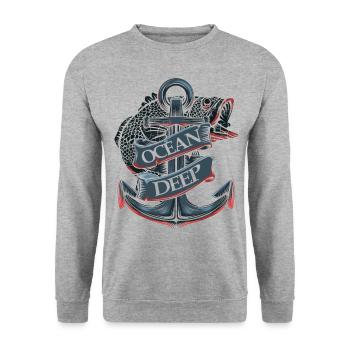 Ocean Deep Anchor - Unisex Sweatshirt - salt & pepper - Front - Alina (178cm) & Michal (187cm)