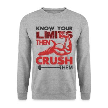 Know your Limits Muscle Building Motivation - Unisex Sweatshirt - salt & pepper - Front - Alina (178cm) & Michal (187cm)