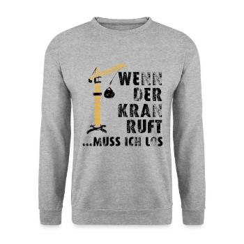 Bauarbeiter Shirt · Kran Arbeit · Last Geschenk - Unisex Pullover - Weißgrau meliert - Vorne - Alina (178cm) & Michal (187cm)