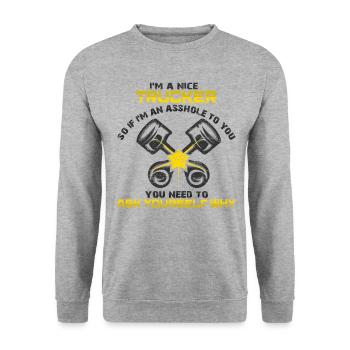 Truck driver truck lorry - Unisex Sweatshirt - salt & pepper - Front - Alina (178cm) & Michal (187cm)